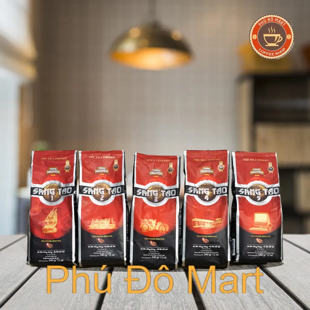 Cà Phê Rang Xay Pha Phin Sáng Tạo 1 - 2 - 3 - 4 - 5 Trung Nguyên _ Loại Gói 340 Gr Coffee Cà Phê Cafe