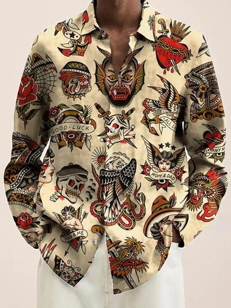 Product Introduction of Men's Vintage Animal Print Long Sleeve Shirt 2023 Fashion Design Luxury Long Sleeve Tops Men's Four Seasons Button Lapel Shirt Menswear Lingerie 10