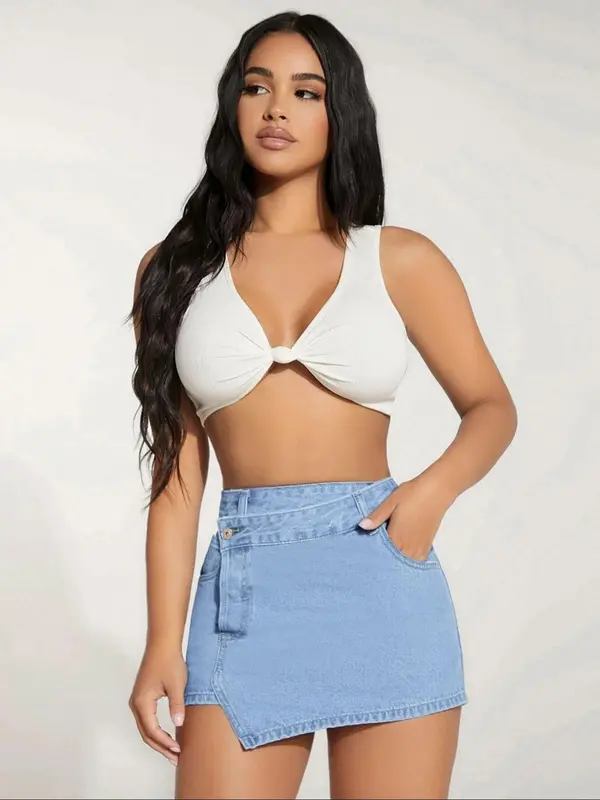Women's Denim Skort, Casual Fashion Short Skort for Daily Outdoor Wear, Ladies Bottoms for Summer, Womenswear 6
