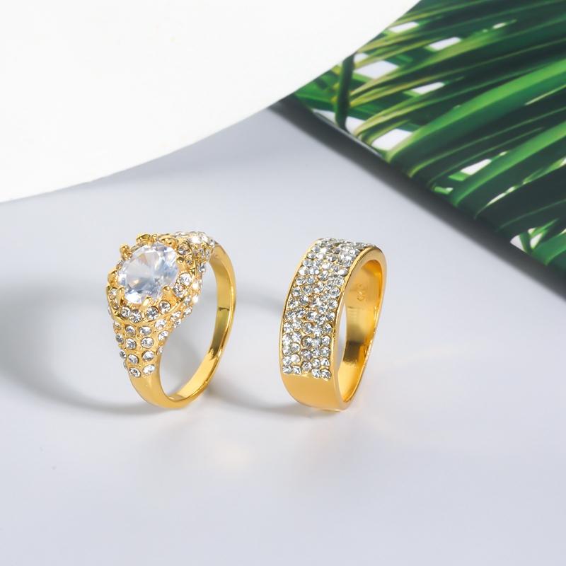 Product Introduction of Set Cincin Wanita, Fesyen, Cincin Jari Bling, Untuk Wanita dan Gadis, Sesuai untuk Perkahwinan, Pertunangan dan Pesta, Hadiah Barang Kemas, 2 keping / set 7