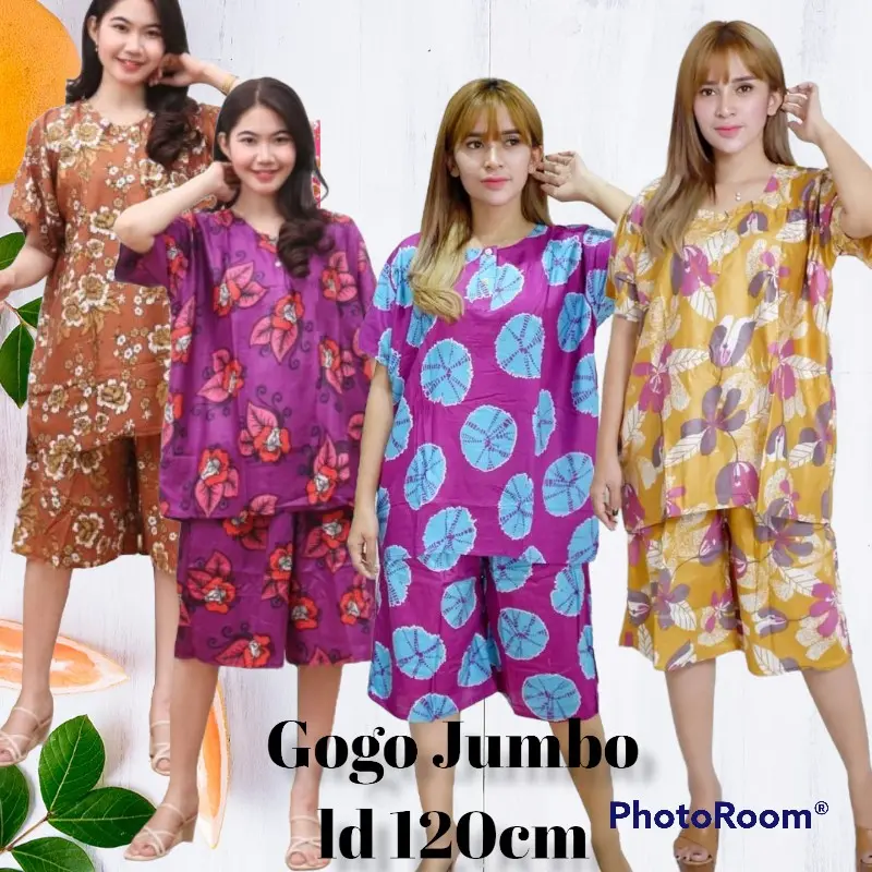 SETELAN RAYON GOGO JUMBO PROMO DAPAT 4 PCS Motif Wanita Celana Pendek