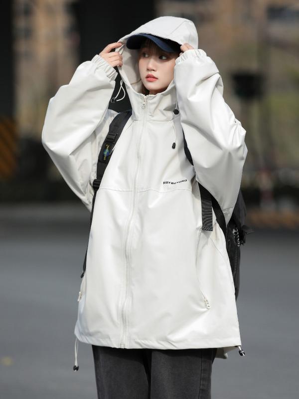 Áo khoác dù áo gió nam nữ có mũ cao cấp 2 lớp MAYBEOND chất liệu gió dù mềm chống nước chống nắng form rộng kiểu dáng unisex Menswear Jacket Đen