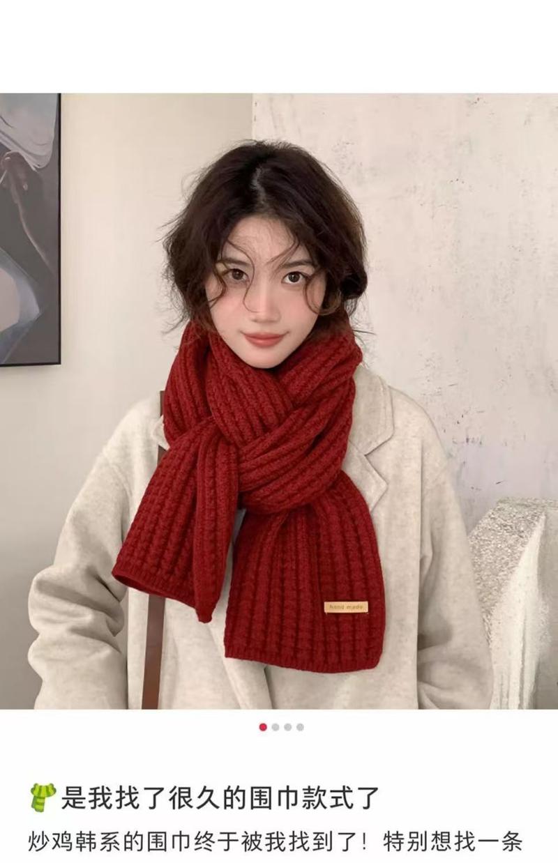 Product Introduction of Women's Wool Knitted Scarf Autumn and Winter Korean Style All-Matching Thickened Warm Shawl Atmosphere High Sense Student Scarf Fashion 15