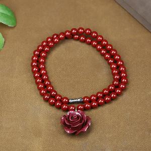 Loket Cinnabar, Buatan Tangan, Manik, Loket Mawar, Gelang dan Kalung, Pasir Emas Ungu, Model Sumber Charms Jewelry
