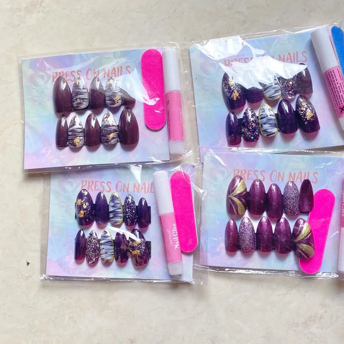 Paket press on nails tangan isi 3 set