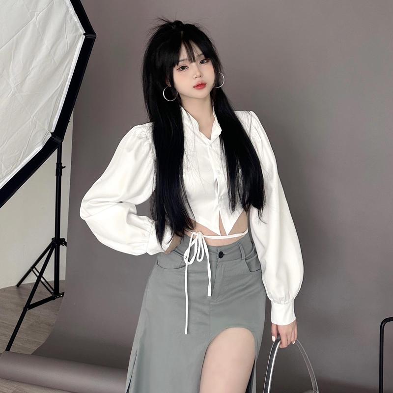 Áo sơ mi nữ dáng croptop ELWYN EL34