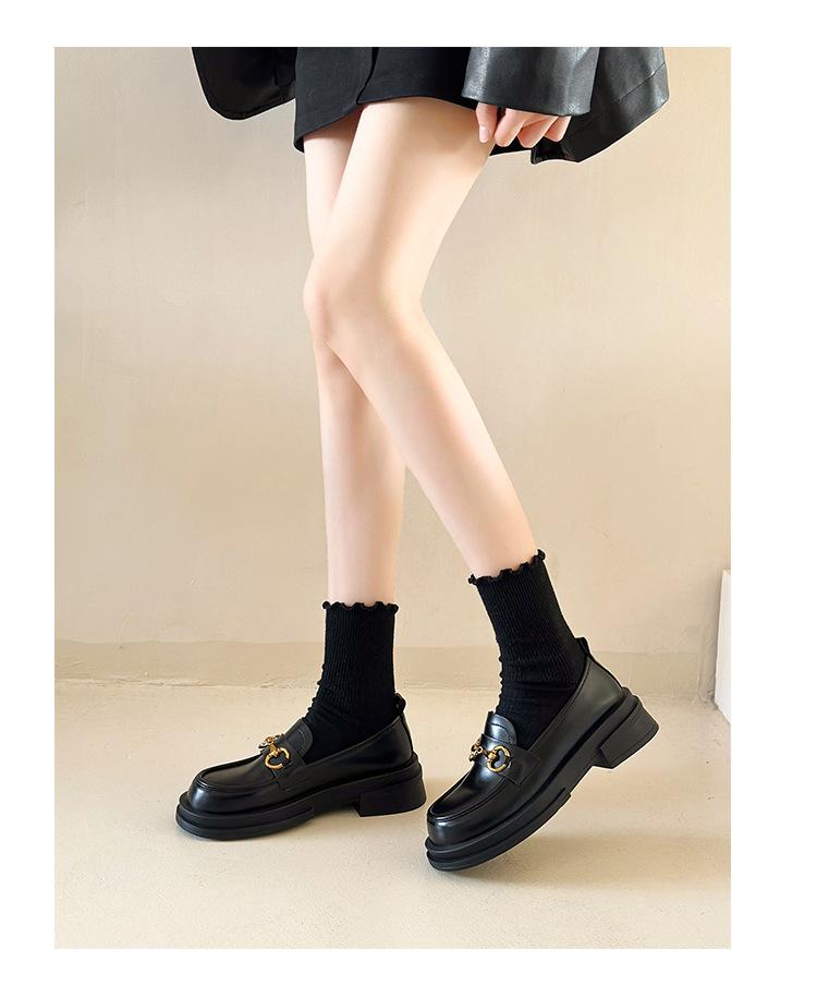Product Introduction of Authentic Leather Loafers Women's 2024 Spring New Japanese JK Mary Jane Shoes Small Leather Shoes Slip-on Horsebit Buckle Pumps 13