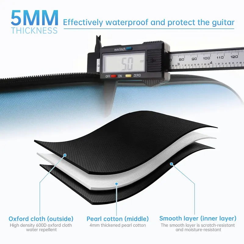 40/41 Inch Oxford Fabric Double Straps Padded Acoustic Guitar Gig Bag, 1 Piece Waterproof Soft Case, Instrument Bag & Case for Professional Performance 8