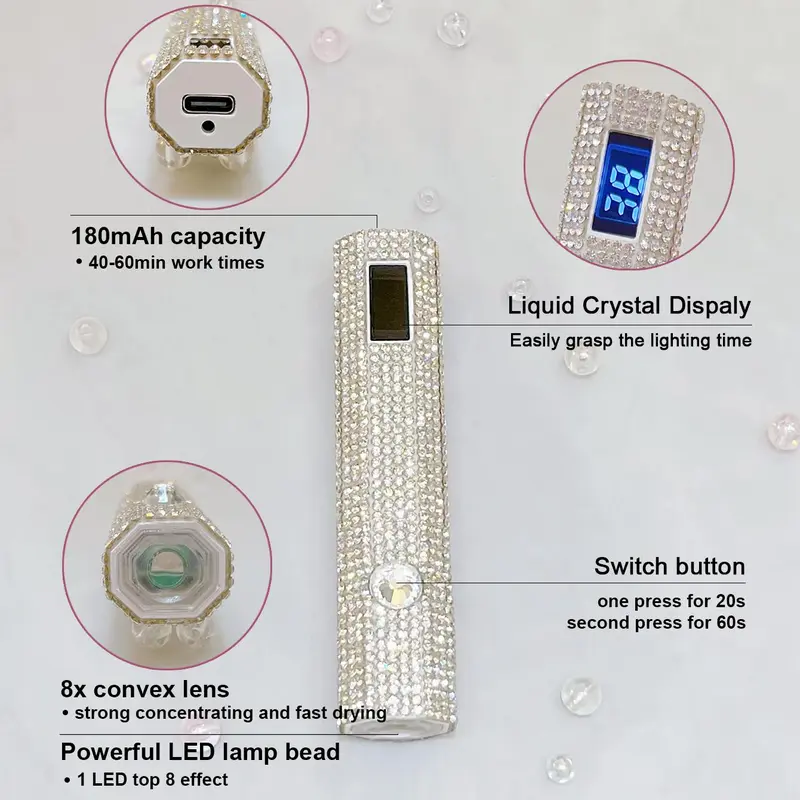 Portable UV LED Nail Lamp, Rechargeable Nail Art Light, Mini Nail Dryer Lamp, Professional Nail Art Tool for Women & Girls 5