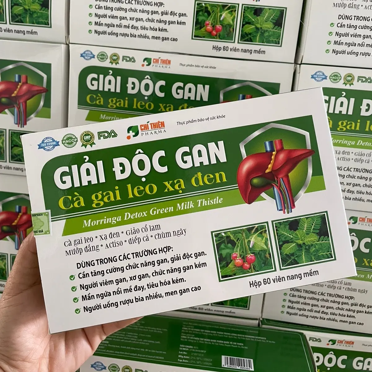 Giải độc gan cà gai leo,xạ đen - hộp 60 viên