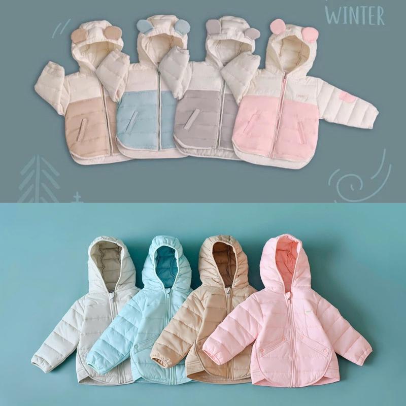 Áo khoác phao Hrnee 3 lớp có mũ cho bé mùa đông