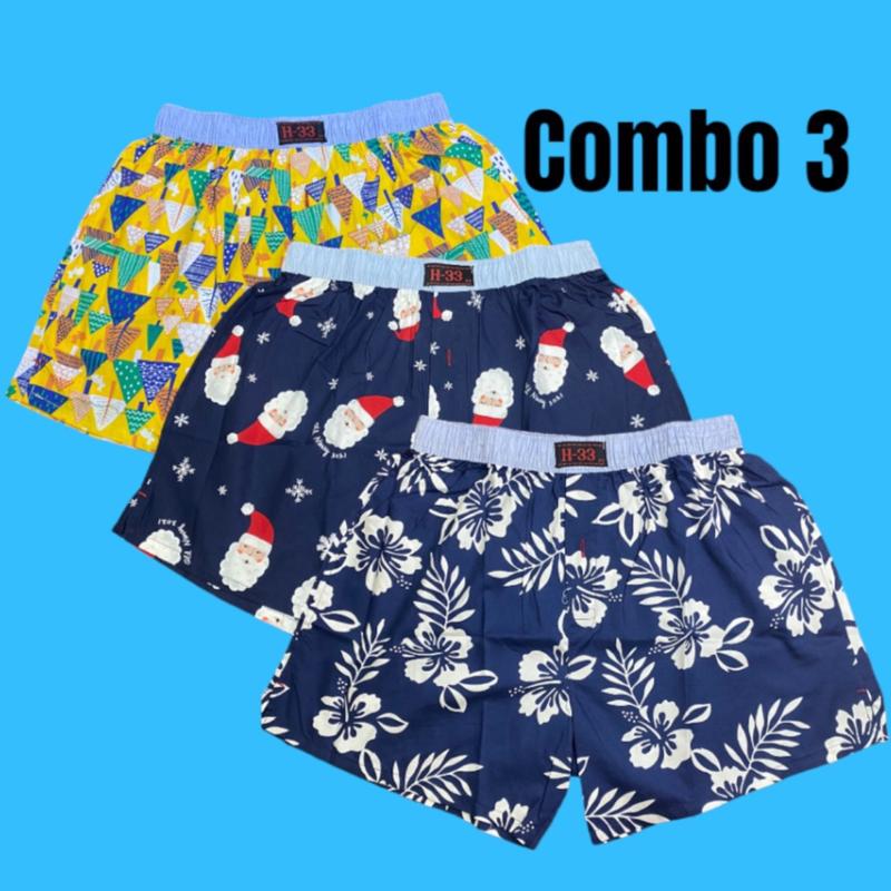  Quần Ngủ Nam H33 combo 3 cái  chất kate-cotton thoáng mát mặc ngủ ở nhà  đi chơi mặc đi biển Menswear đồ men hello kitty 