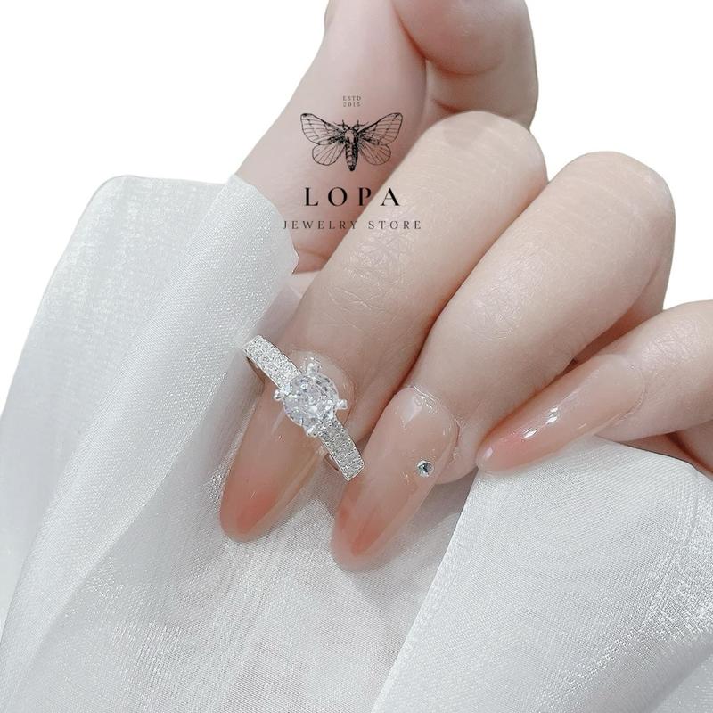  Nhẫn nữ bạc LoPa dáng nhẹ nhàng đính hai hàng đá lấp lánh đáng yêu Bạc LoPa sk55 