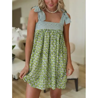 Flygo Women's Loose Mini Dress - Sleeveless V-Neck Babydoll Sundress With Pockets, Casual Summer Dress