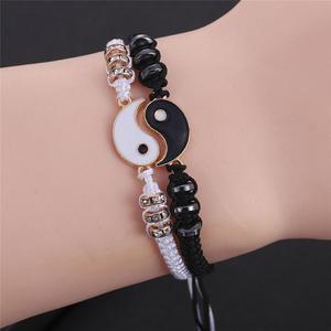 [Thumphati] 1/2pcs Best Friend Bracelets For 2 Matching Yin Yang Adjustable Cord Bracelet for Bff Friendship Relationship Boyfriend Girlfriend Valentines Gift tsung ex round jade pendant necklace part chinese blades rosary heart locket agueb sleepy bunny