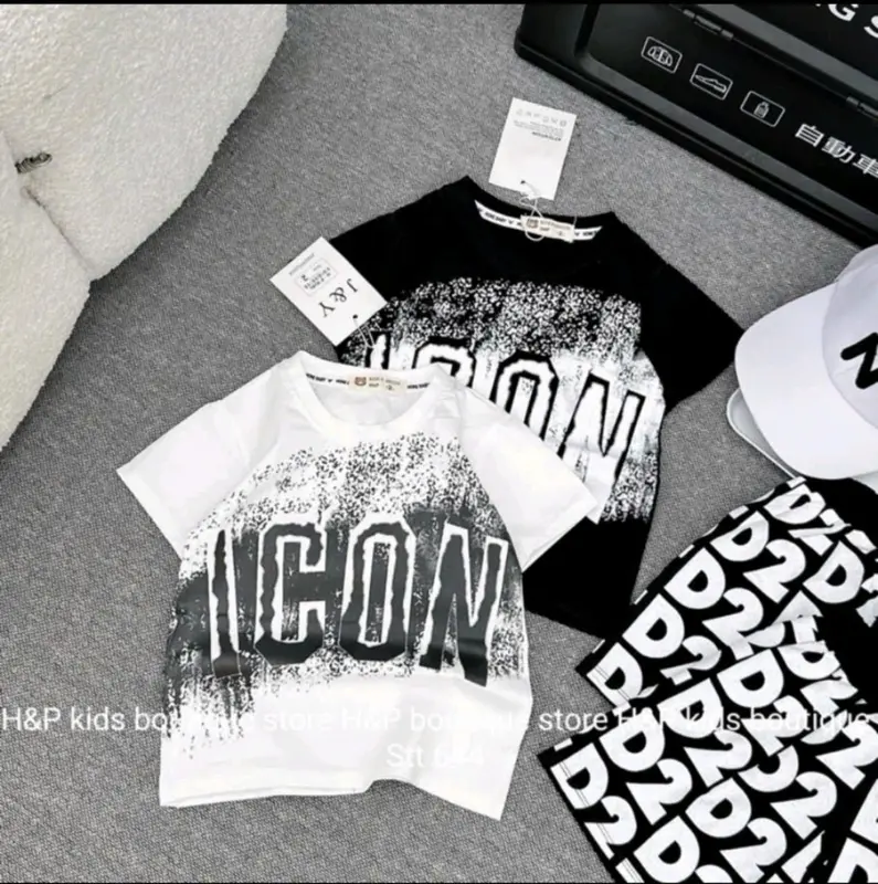 Bộ Quần Áo Thun Nam Nữ Icon Cổ Tròn Ngắn Tay Mùa Hè Họa Tiết Vẩy Sơn Siêu Đẹp - Menswear Kem Tre Nhung 2