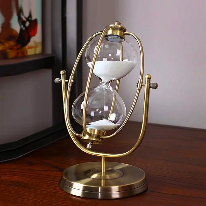 Vintage Metal Hourglass Clock, 1 Count 30 Minute Rotating Timepiece, Creative Timekeeping Tool for Home Office Decor
