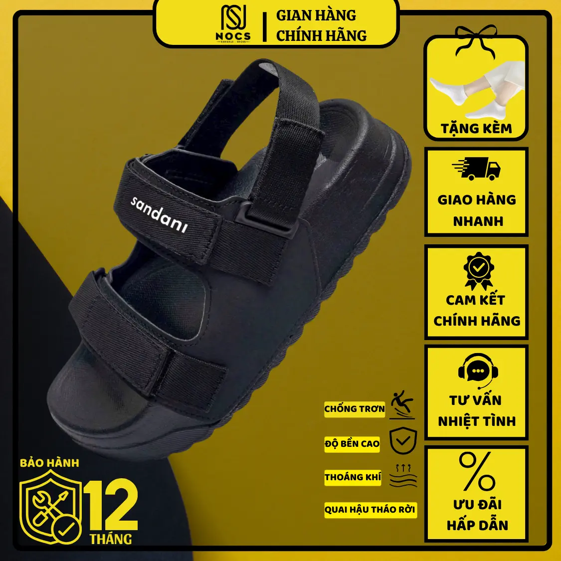 Giày Sandal Nữ S1 2 Quai Ngang Màu Đen Siêu Nhẹ Siêu Bền Siêu Dễ Thương - Tặng kèm vớ Shoes