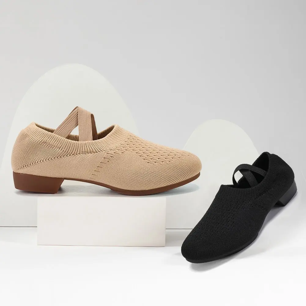 Low Heel Knitted Mesh Women Girls Ballet Shoes Jazz Dance Shoes Adult Teacher Shoes Outdoor