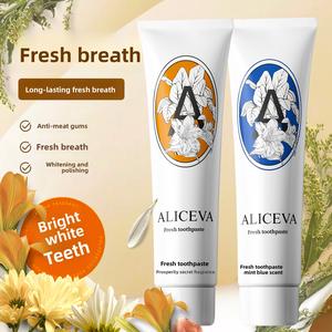 ALICEVA Perfume  Remove Bad Breath Yellow Stains Fresh Breath Freshens Breath Cares for Gums Whitens Teeth  cream tartar toothpaste buy take charcoal closeup toothbrush travel trending kiddie defender soft whitening baking soda Dual-Effect