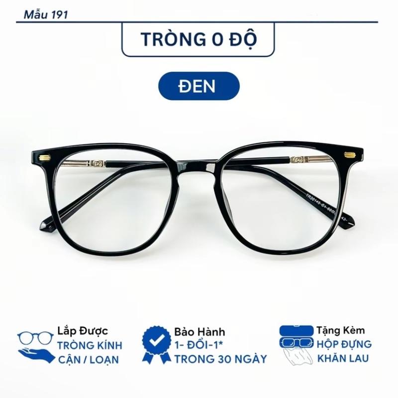 Kính mắt thời trang gọng kính mắt kính vuông không độ nữ nam cao cấp chống ánh sáng xanh thay được tròng kính cận phong cách Hàn Quốc 191 5