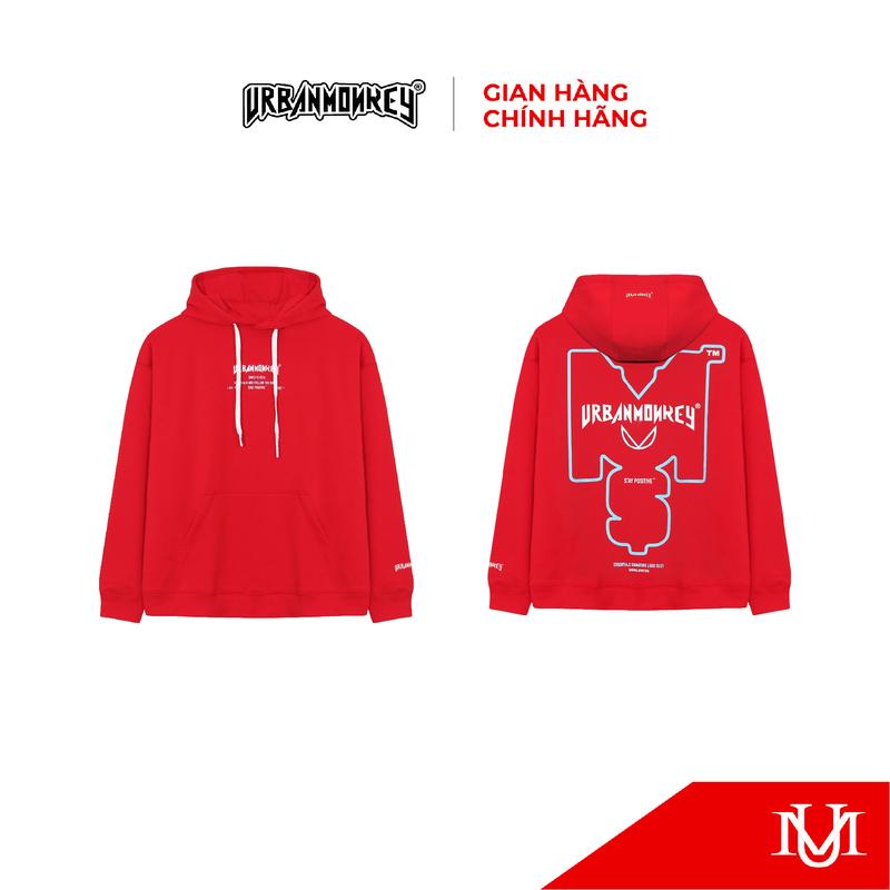 Áo Hoodie Khoác Trùm Nam Unisex Urban Monkey Nỉ Bông Năng Động Form Rộng Rãi Thoải Mái Họa Tiết Đơn Giản - Hoodie Essential Red Top Menswear Tay Dài hoodie