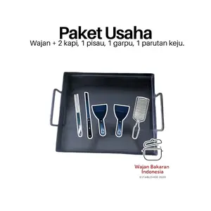 (PKT-2MM) Paket Usaha Roti Bakar, Wajan Datar Tekuk 2MM Garpu Pisau Sutil