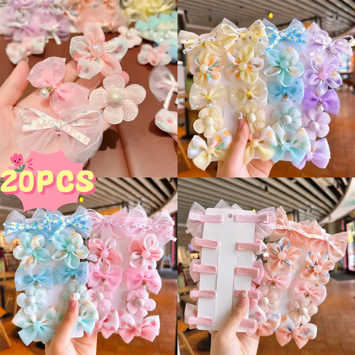 Kẹp Tóc Hoa Thắt Nơ Cho Bé Gái, 10 / 20 Cái, Kẹp Tóc Lưới Ngọt Ngào Và Dễ Thương, Thích Hợp Cho Trẻ Em Và Trẻ Nhỏ Kẹp Tóc Công Chúa, Phụ Kiện Tóc, Cho Bé Gái