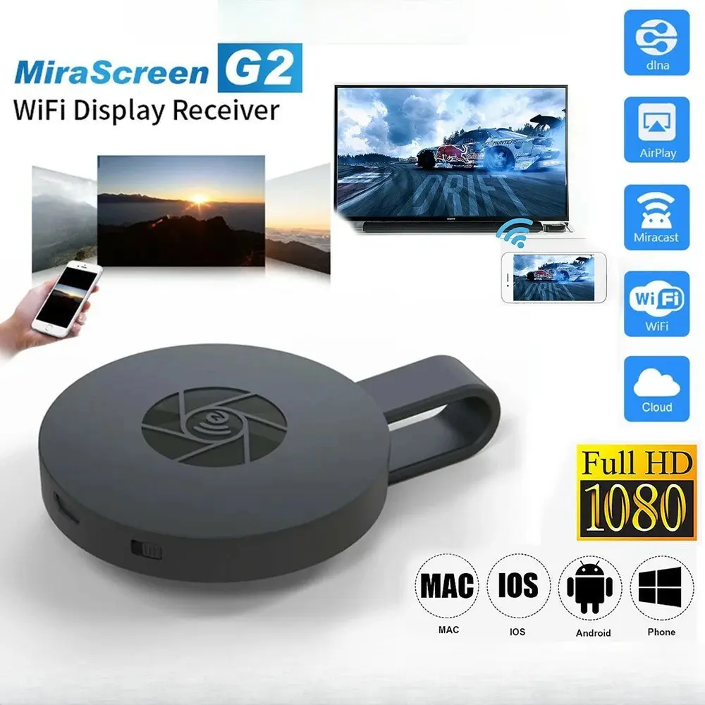 Mirascreen G2, Dongle HDMI ไร้สาย 4K, คุณภาพสูง, รองรับ YouTube HD, แท็บทีวี, การฉายภาพ, เข้ากันได้กับ Android, DLNA, Elfly