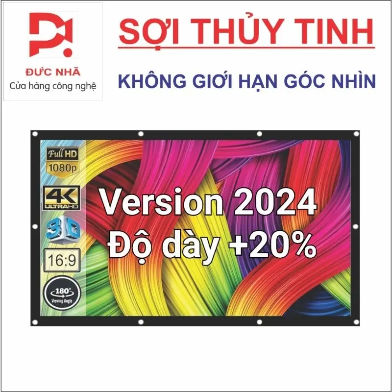 Màn chiếu sợi thủy tinh trắng Đức NHÃ cho máy chiếu - loại dày 4 lớp, phẳng ko nhăn - không giới hạn góc nhìn, phù hợp với tất cả các loại máy chiếu: Beecube, Kaw, Movie Legend, Xgimi, Xiaomi... Phụ Kiện home cinema