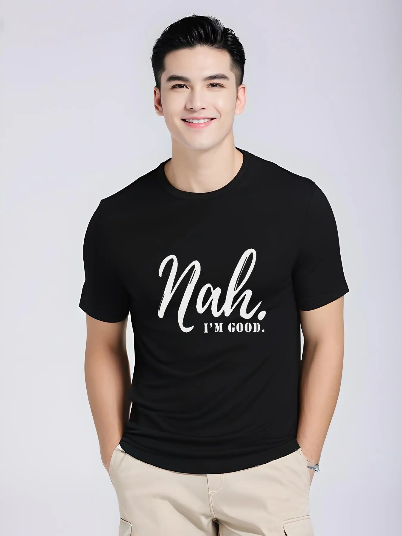 Men's Regular Fit Letter Print Round Neck Tee, Casual Short Sleeve Crew Neck T-Shirt for Summer, Fashion Men's Top for Daily Wear, Tropical