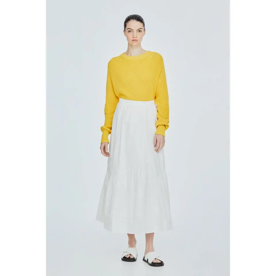 LALU Asymmetrical Gathers Midi Skirt