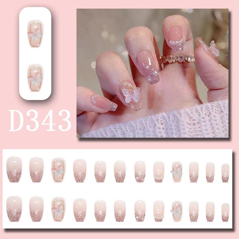 Product Introduction of 10Pcs Long Handmade Press On Nails Full Cover Rhinestone Design French Ballet Cat Eye Fake Nails Wearable Manicure Nail Tips Art 24