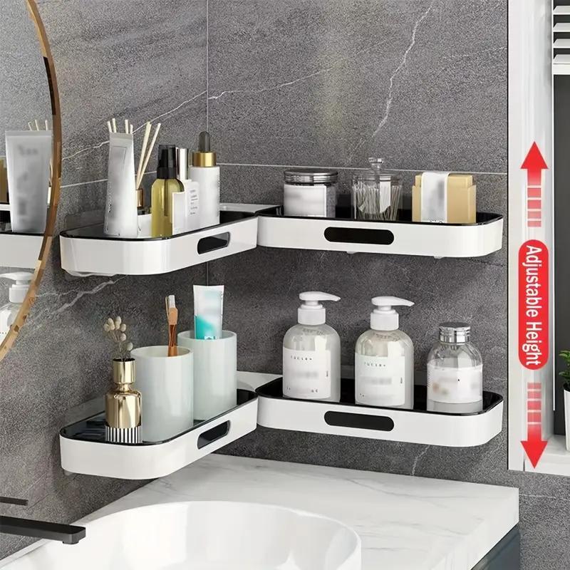 Rotatable Storage Rack, 1 Count Wall Mounted Storage Shelf, Hanging Shower Caddy, Bathroom Organizer, Wall Mounted Shower Organizer, Bathroom Accessories 2