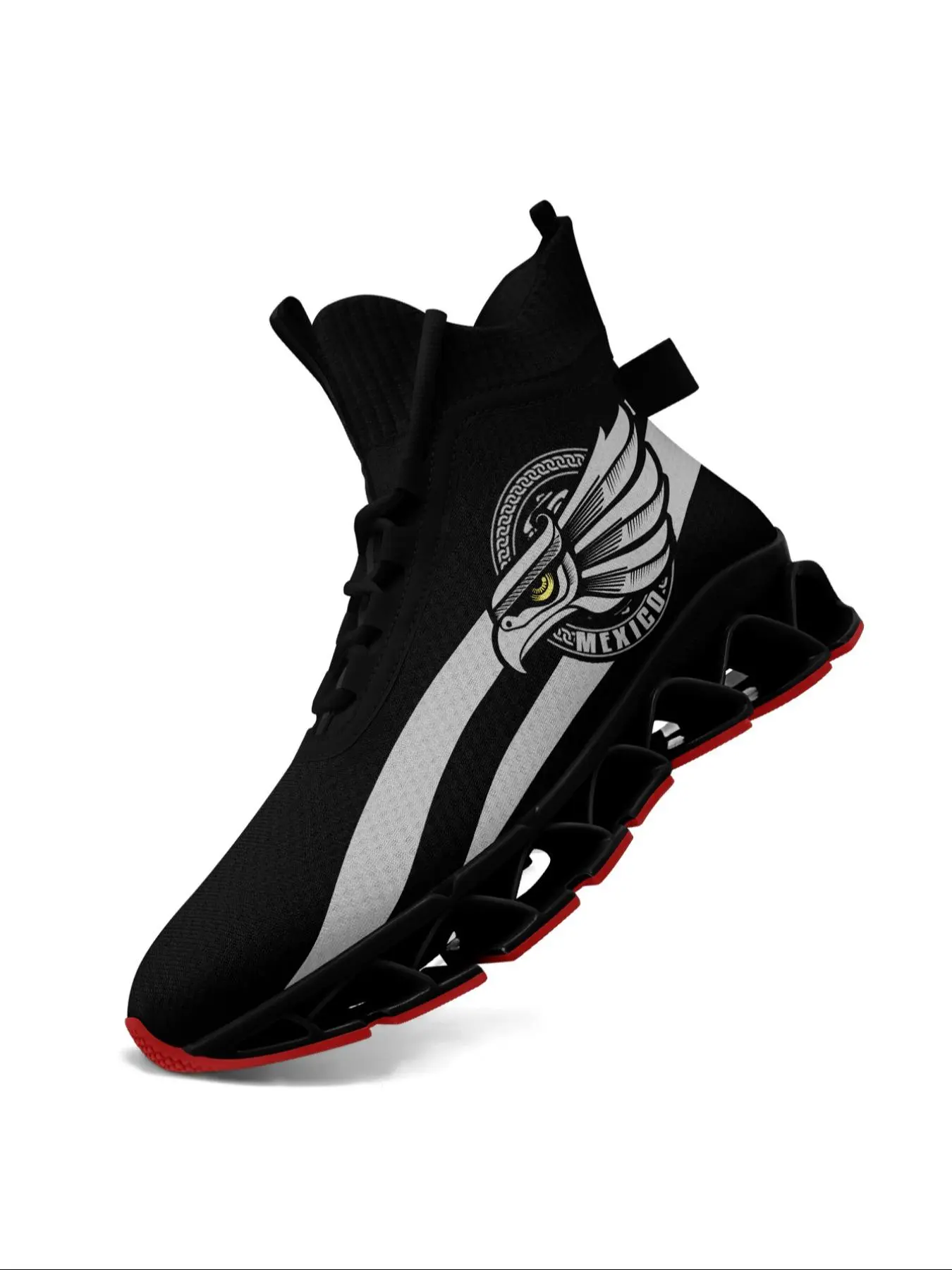 Men's Eagle Print Lace Up High Top Sneakers, Casual Comfortable Breathable Sports Running Shoes, Male All-match Round Toe Athletic Shoes for Training & Daily Wear, Closed