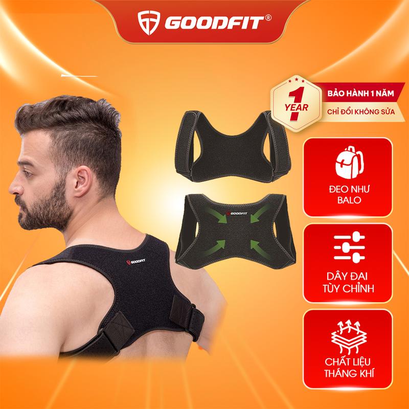 Đai chống gù lưng nam, nữ, hỗ trợ định hình tư thế, giảm gù lưng, cong vẹo cột cống, vai không cân đối, chính hãng GoodFit GF711P