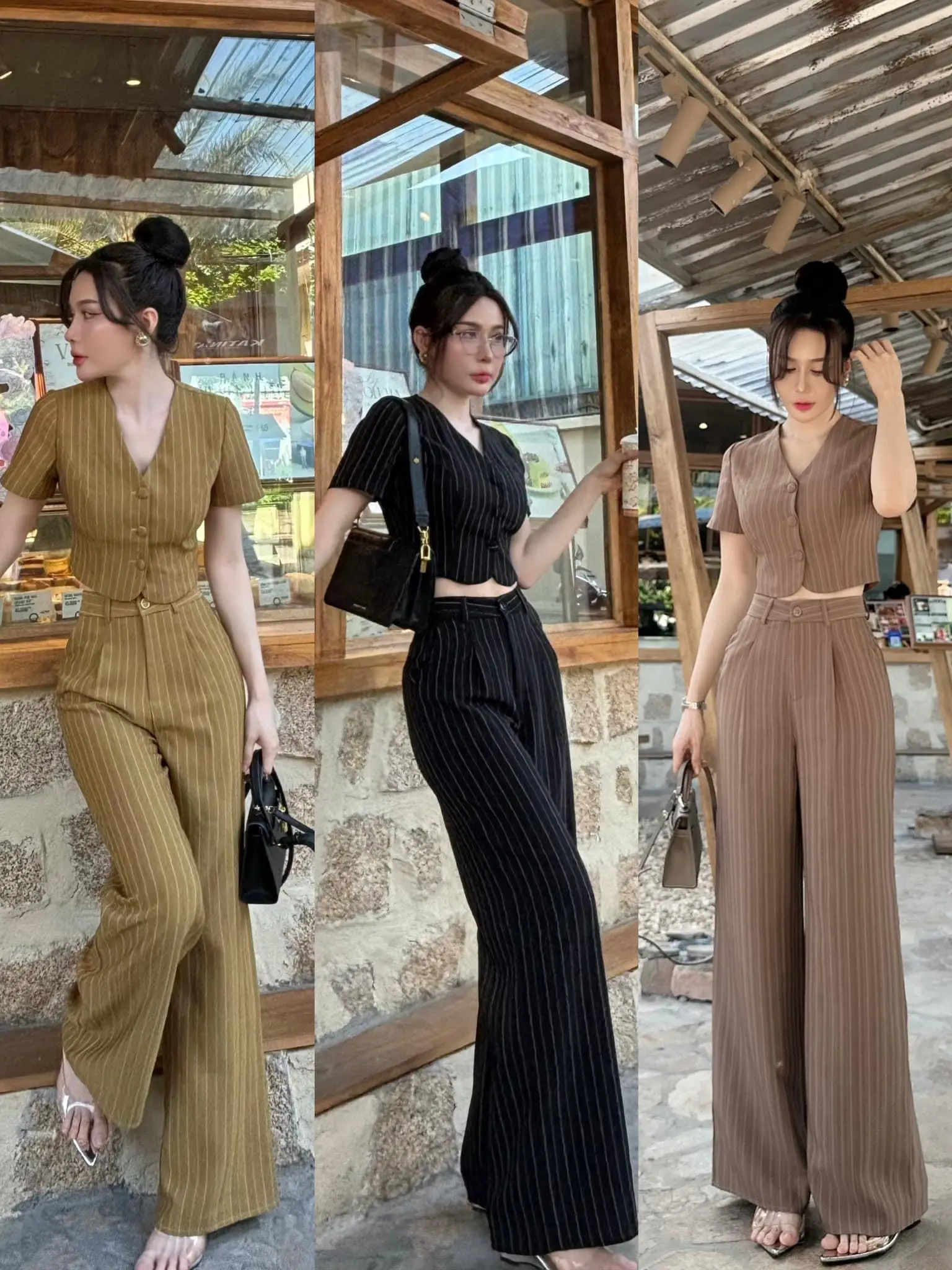 DN26-SÉT ÁO QUẦN SỌC TAY NGẮN QUẦN ỐNG SUÔNG ĐỨNG PHOM /CHE KHUYẾT ĐIỂM PHOM THIẾT KẾ ĐẸP CHO MỌI LỨA TUỔI HAY CÔNG VIỆC, WONMEN Ong Top