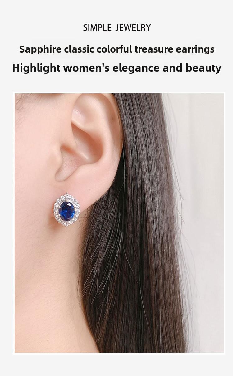 Product Introduction of TopKiss Exquisite Artisan Crafted Gemstone Jewelry Set - Simulated Blue Glass Colorful Gemstone Earrings, Ear Studs, and Pendant Set 8