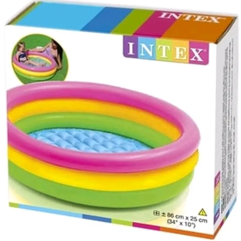 Kolam Renang Anak Intex Pelangi Sunset Glow Pool Kolam Karet Di pompa Alas Lembut Kolam Cantik Pelangi Ring Mandi Bola kado Ulang tahun anak 2