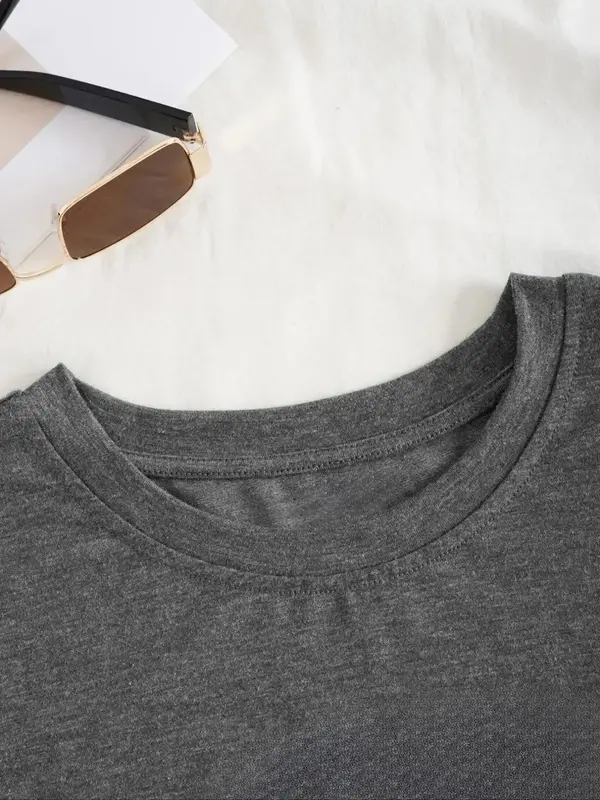 Women's Skeleton & Letter Print Drop Shoulder Tee, Casual Comfy Half Sleeve Round Neck T-shirt for Summer, Fashion Women's Top for Daily Wear 2