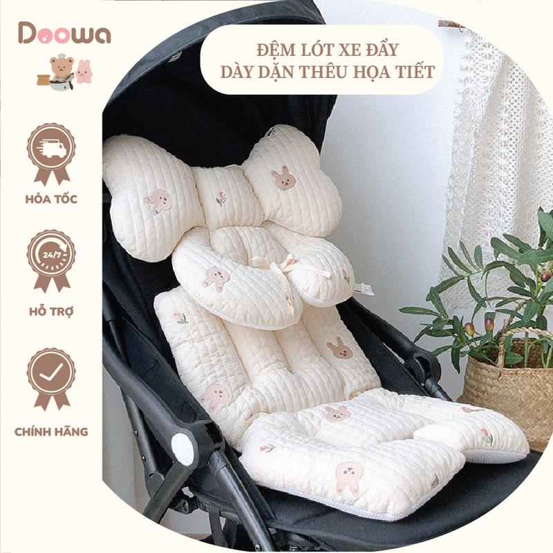 Đệm Lót Xe Đẩy Cho Bé Trần Bông Dày Dặn, Êm Ái