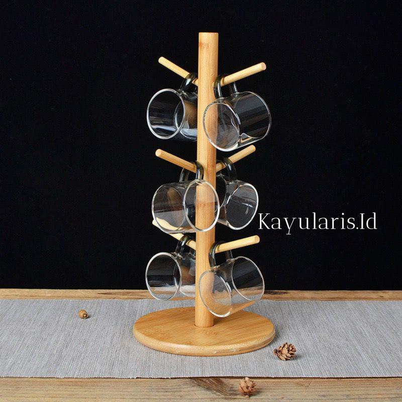 Rak Gelas Kayu Gantungan Gelas Minimalis Aesthetic Kayu 1