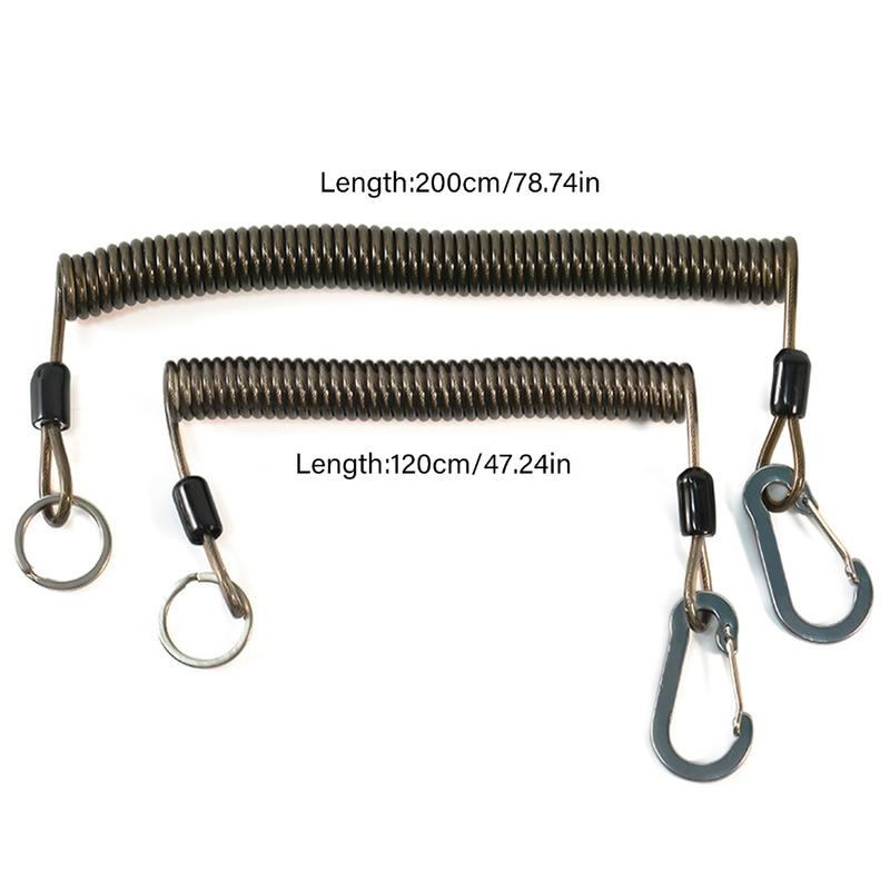 Fishing Lanyard Spring Coil with Carabiner Spring Coil Keychain Anti Lost Retractable Coil Cord Stretchy Spirals Keyring 4