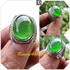 Cincin pria batu zambrud/zamkal zambrud Kalimantan ring Alpaka tanam /B20