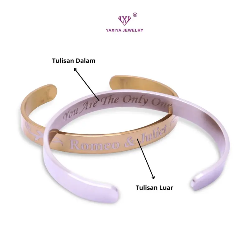 Gelang Custom NAMA TULISAN Laser Perhiasan Titanium GT07 0