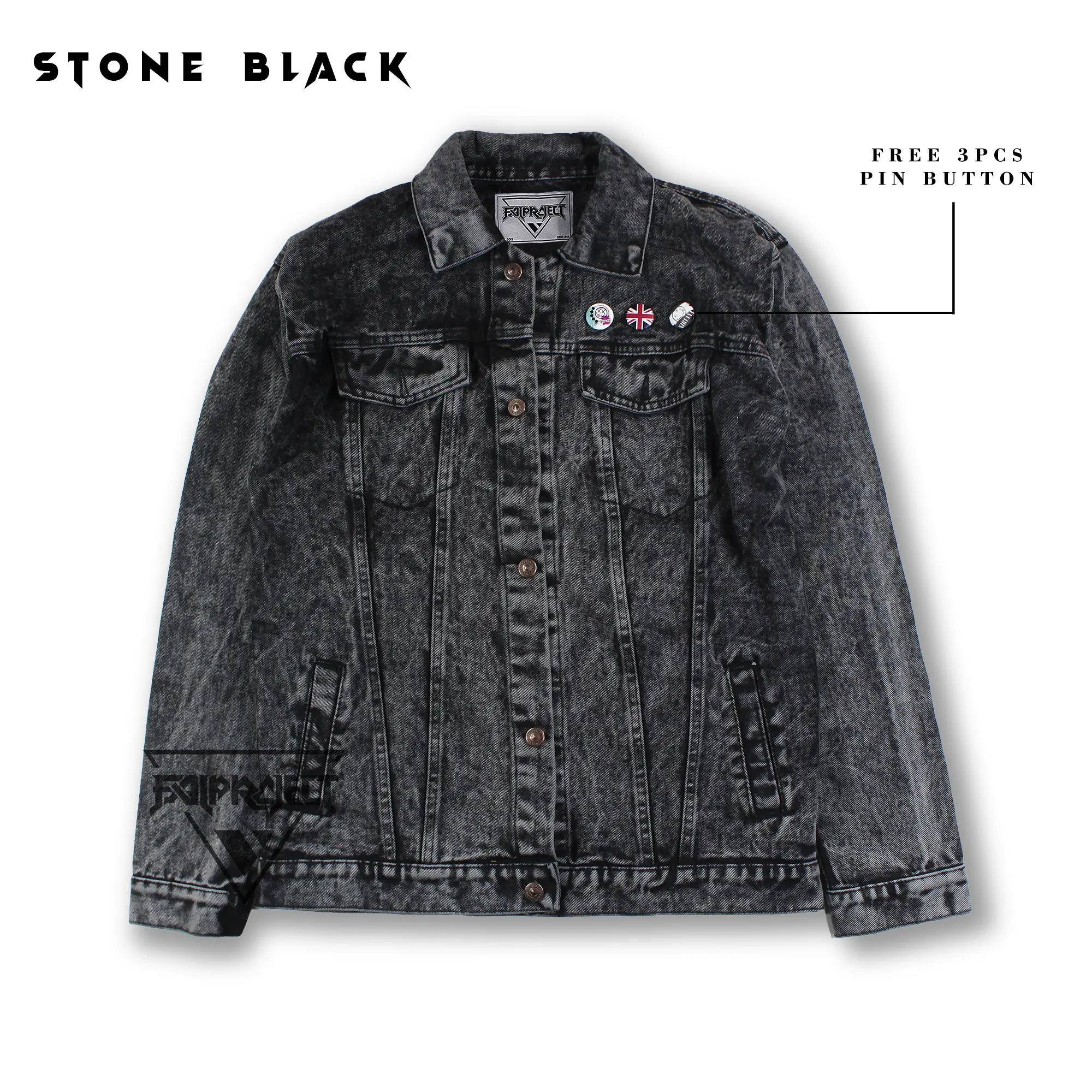 Jaket jeans pria branded SIZE : S/M/L/XL/XXL denim stone black Panjang Keren