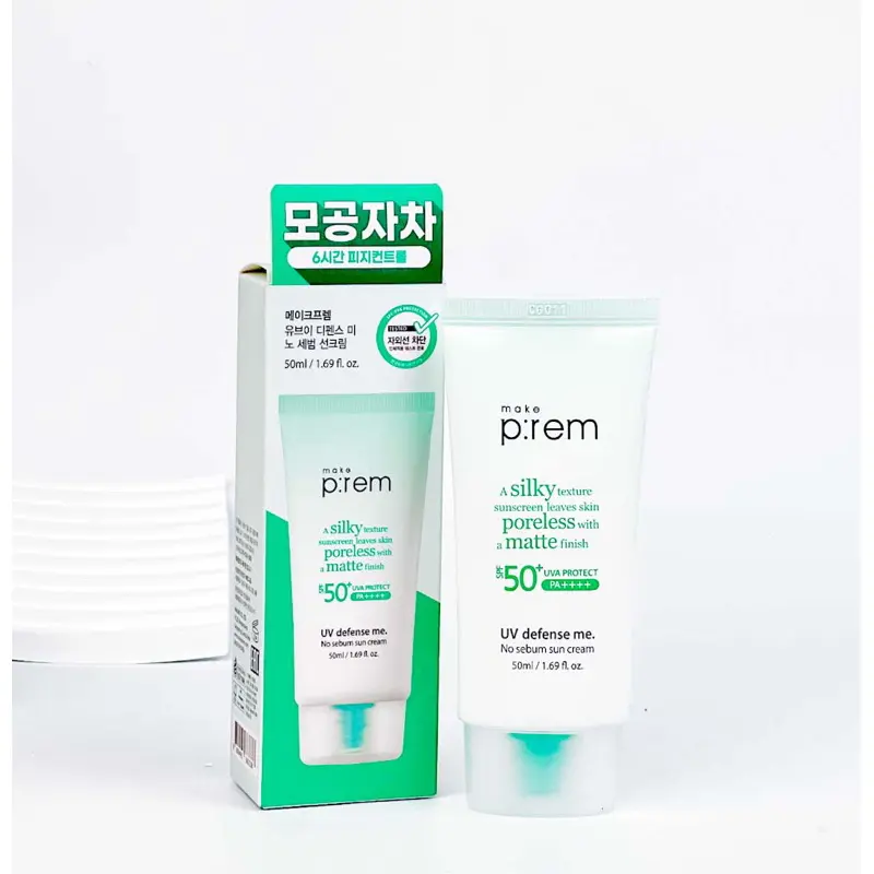 Kem Chống Nắng Vật Lý Make P:rem Prem Xanh lá kiềm dầu No sebum sun cream 40ml/50ml
