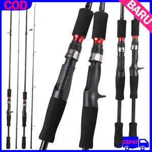 [COD]1.8M 2.1M  2-Bagian kaca portabel pancing batang pemintal batang air asin dan tiang pancing air tawar