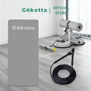 GOKOTTA Bundling [HEMAT] Matras Olahraga Dan Tali skipping + Alat Sit Up Stand Portable / Matras Olahraga /  Skipping Portable Active PVC / Alat Sit Up Stand Portable
