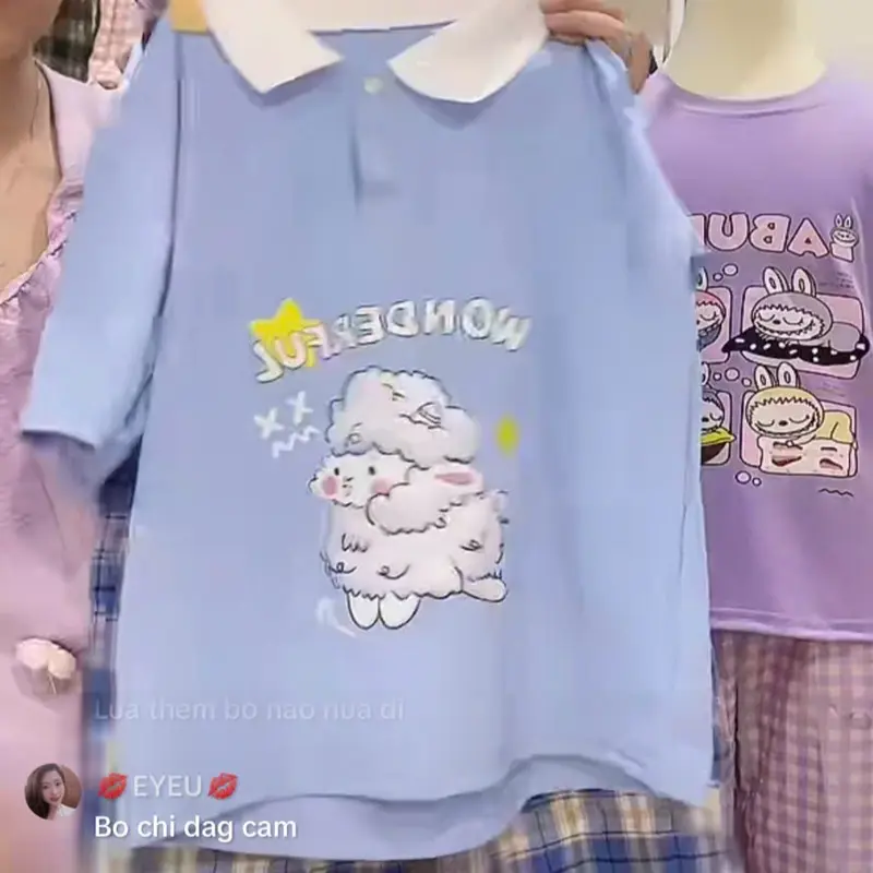 Bộ đồ Polo xanh dương Baby Three phối quần kẻ xanh có túi cho bé gái siêu xinh size 22-55kg 2